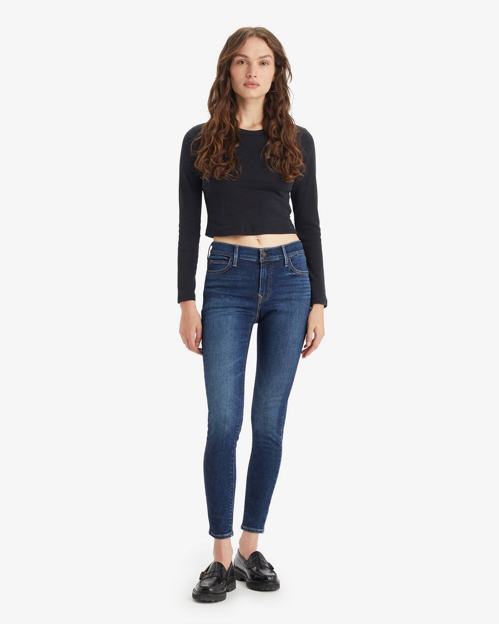 Levi's Medium Wash Blue Denim Denim Mid Rise Skinny Zipper-Fly Jeans Women's